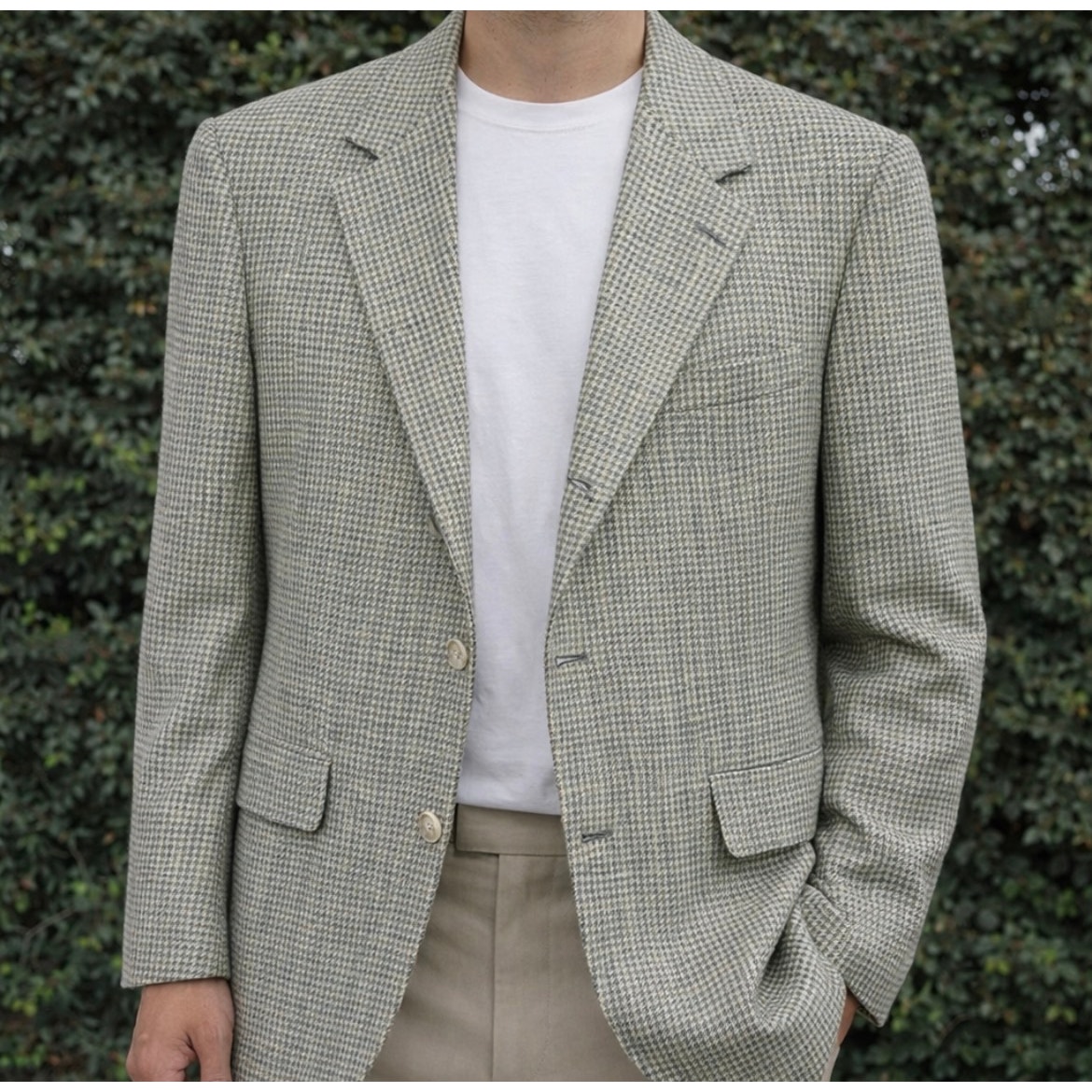 Brooks Brothers Vintage Silk Houndstooth Blazer Usa Made 80s 90s Union Tag Blue